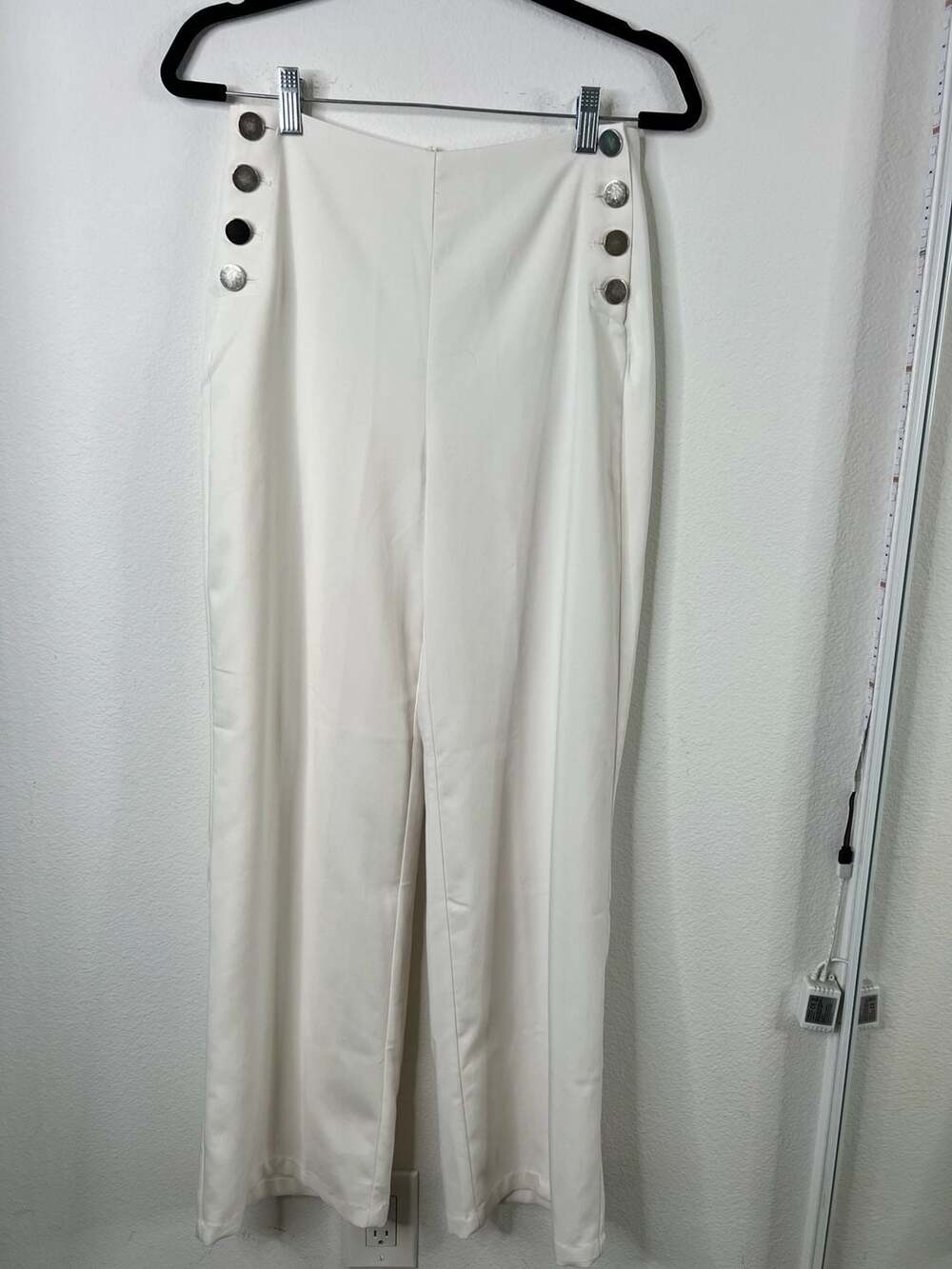 Rachel Zoe Off-White High-Rise Nautical Sailor Wide-Leg Pants